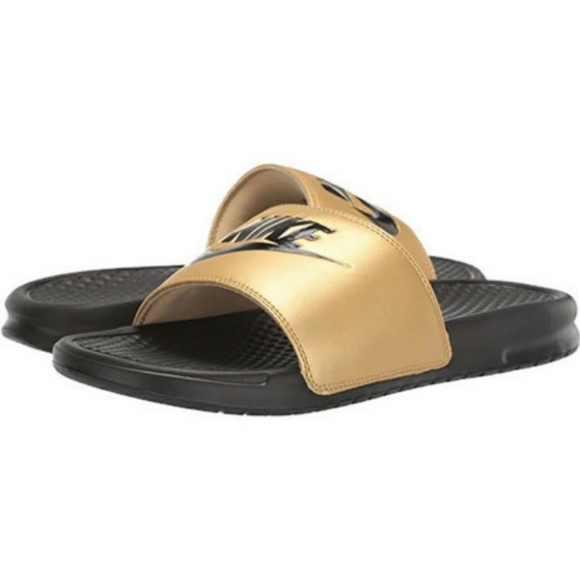 black and gold nike sandals